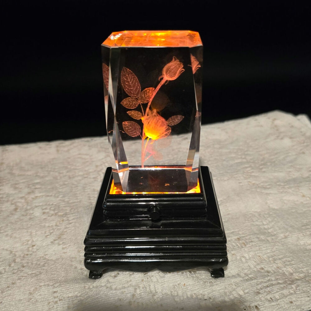 3D Laser Printed Rose on Crystal